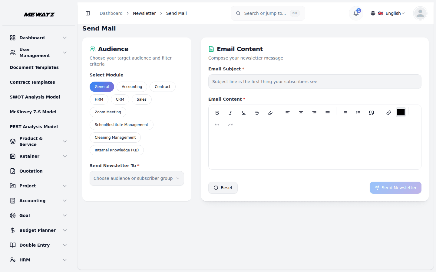 Mewayz Email Marketing module screenshot
