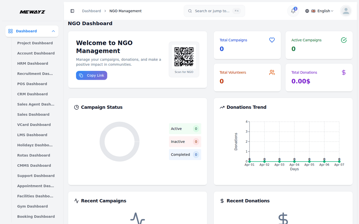 Mewayz NGO dashboard for nonprofits & ngos