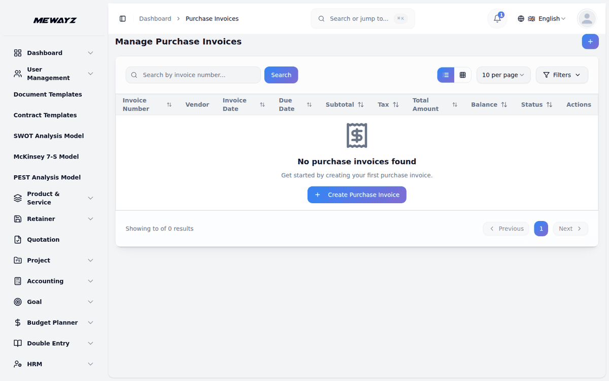 Mewayz Purchase Orders — Purchase invoices