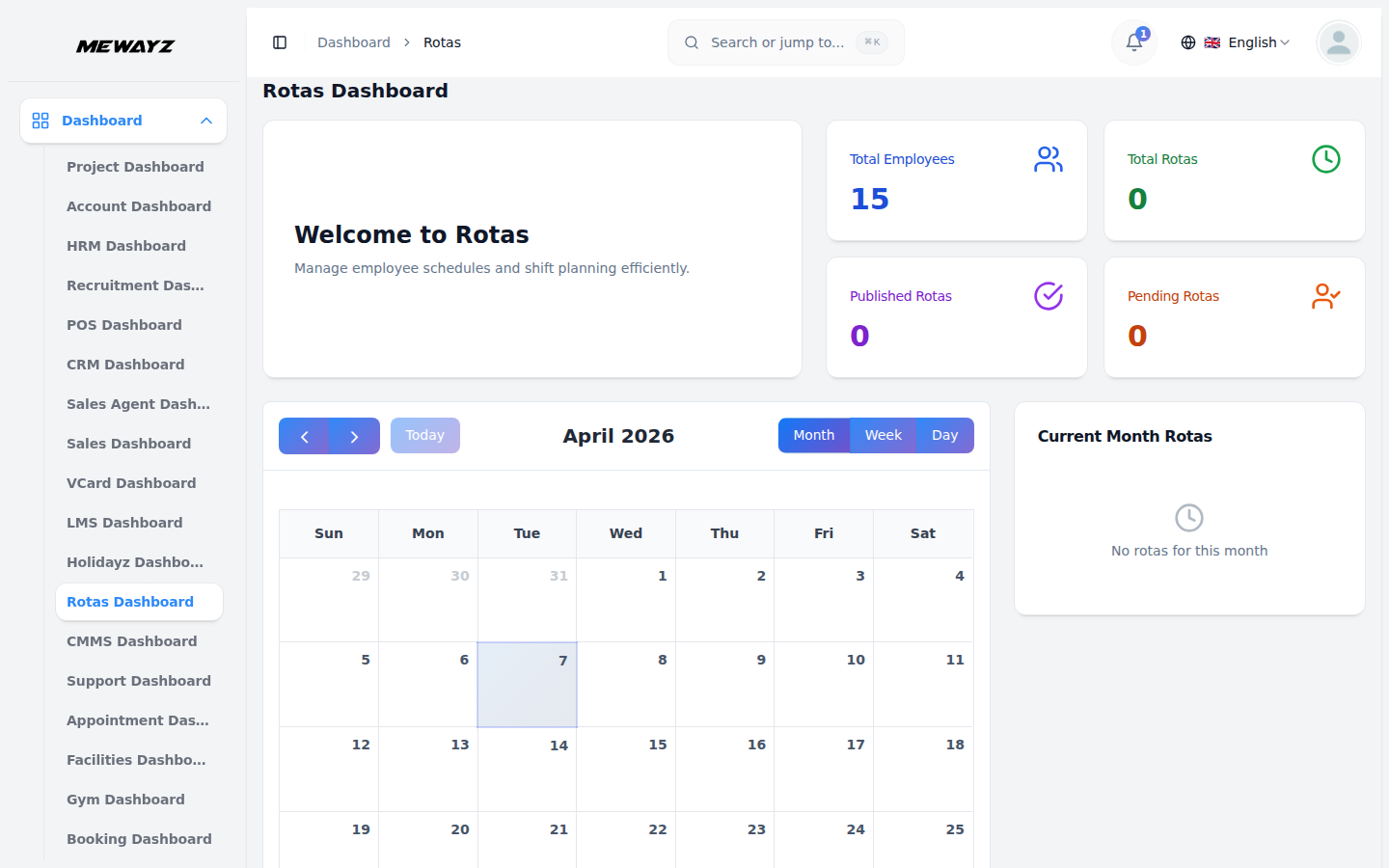 Rotas dashboard
