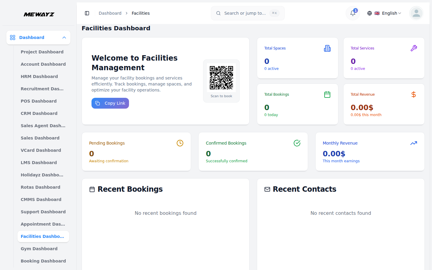 Facilities dashboard