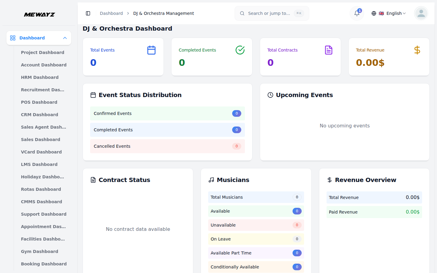 DJ & orchestra dashboard